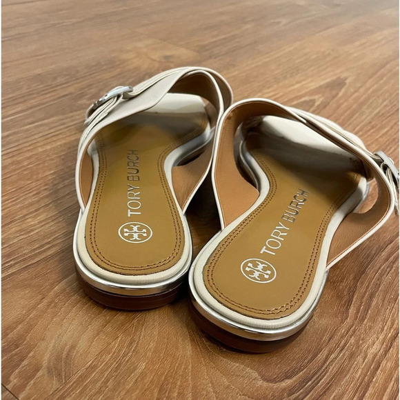Tory Burch 'Delaney' Crisscross Slide Sandal Beige Womens 7 MSRP $248, L… - Picture 5 of 6
